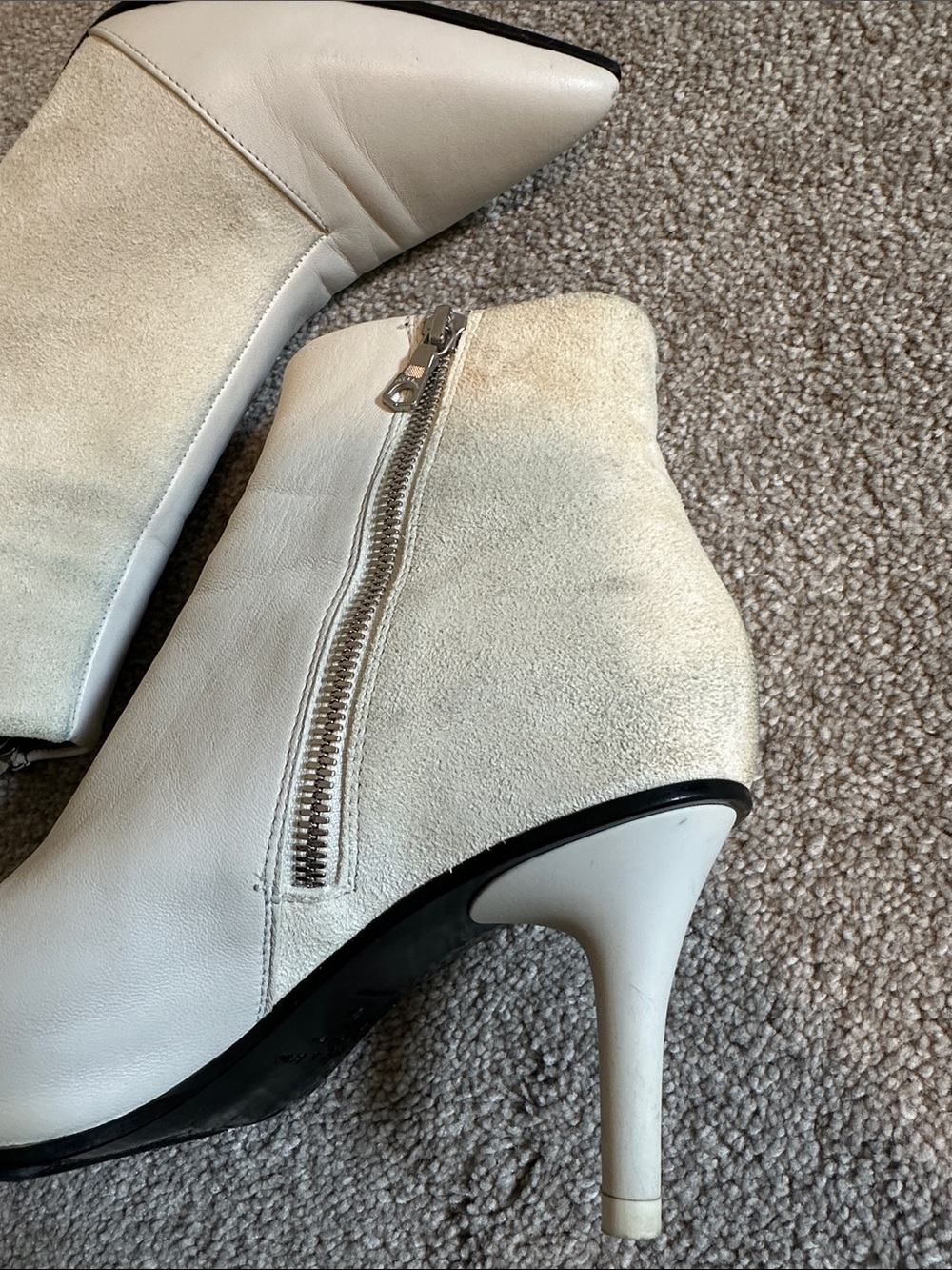 EUC Rag & Bone Beha Leather Suede Heeled Bootie in White Ivory Moto size US7 - Picture 7 of 15